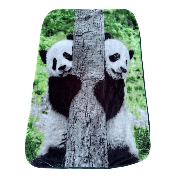 Shavel Panda Throw Blanket Wildlife Animal Print Nature Decor Hugging Tree - Picture 1 of 5